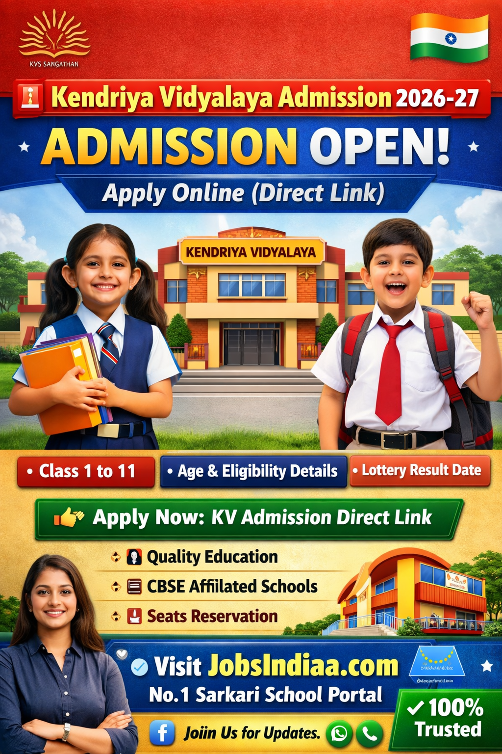 Kendriya Vidyalaya Admission 2026-27 Apply Online JobsIndiaa
