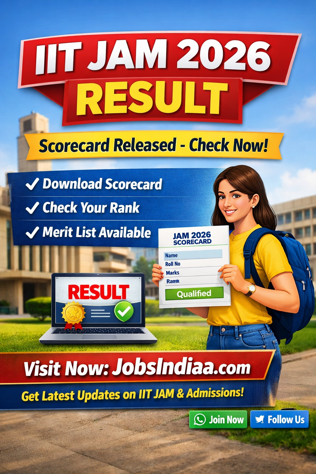 IIT JAM 2026 Result Scorecard Download JobsIndiaa