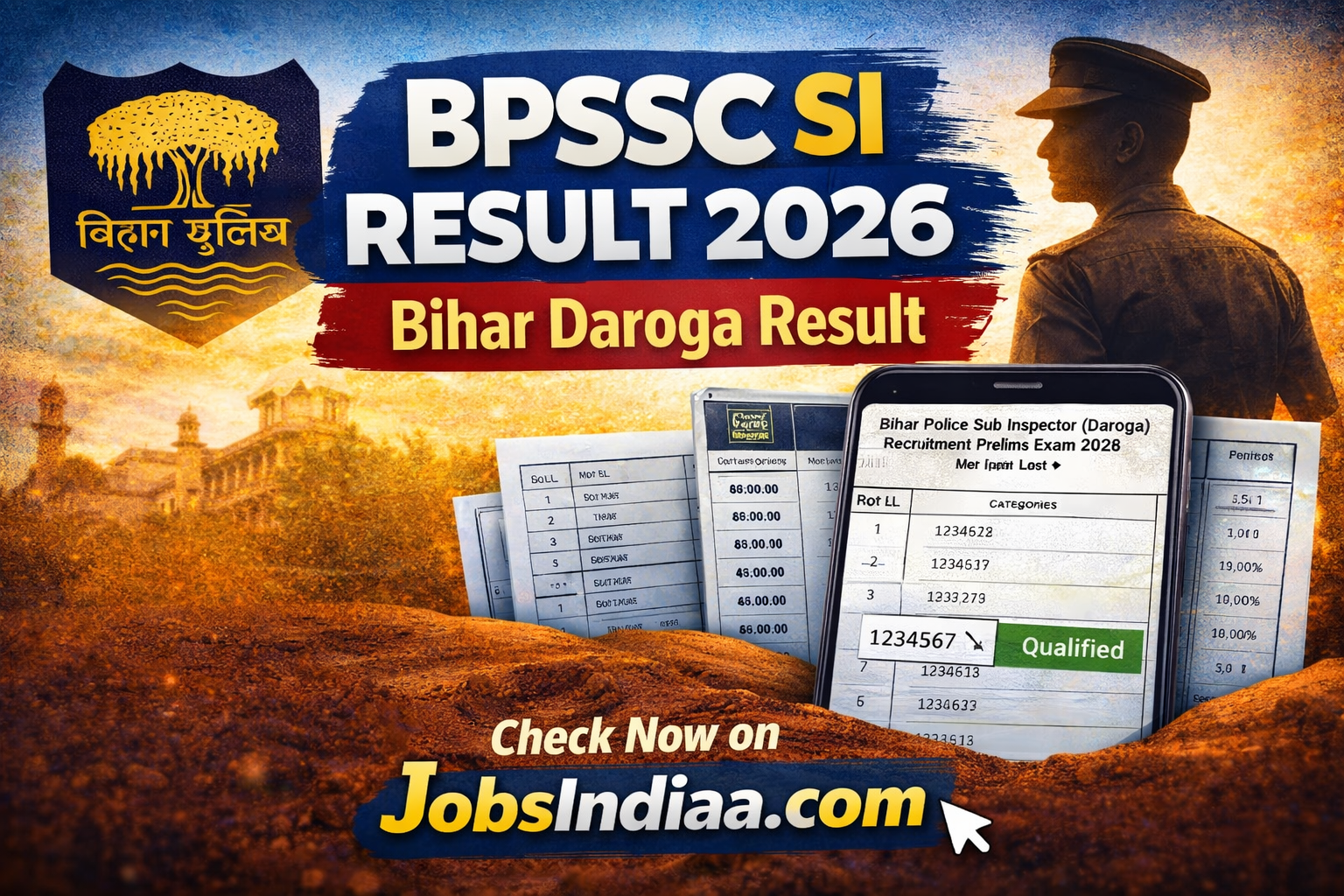 BPSSC SI Result 2026 Bihar Daroga Result JobsIndiaa
