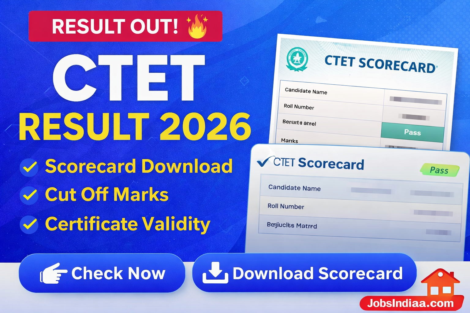 CTET Result 2026 Scorecard Download JobsIndiaa