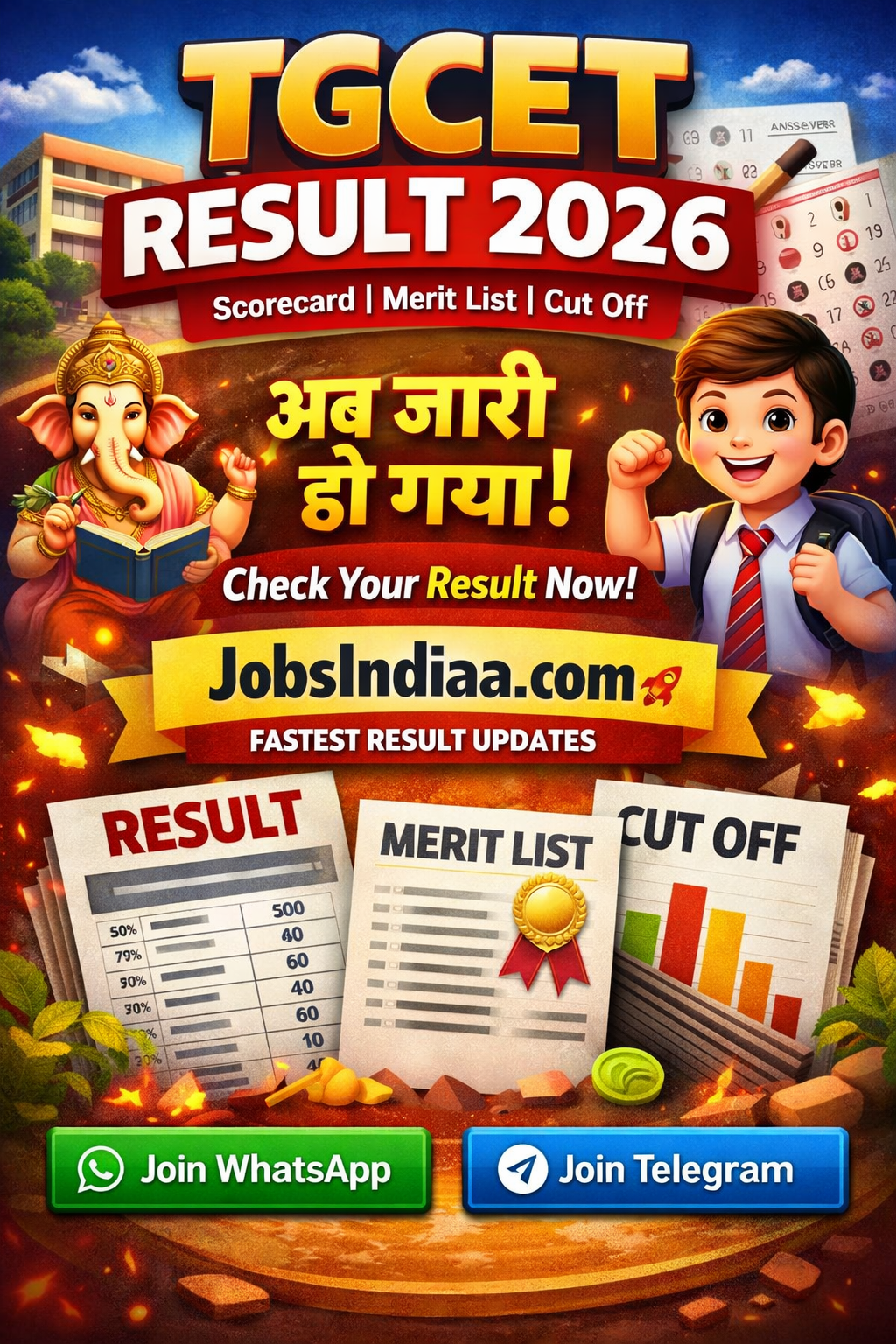TGCET Result 2026 Scorecard Merit List Download TS Gurukul CET JobsIndiaa