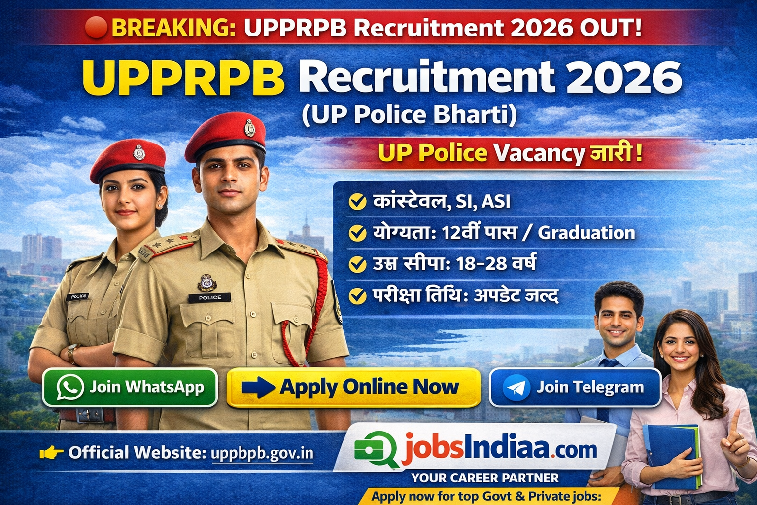 UPPRPB Recruitment 2026 Apply Online UP Police Vacancy Constable SI JobsIndiaa