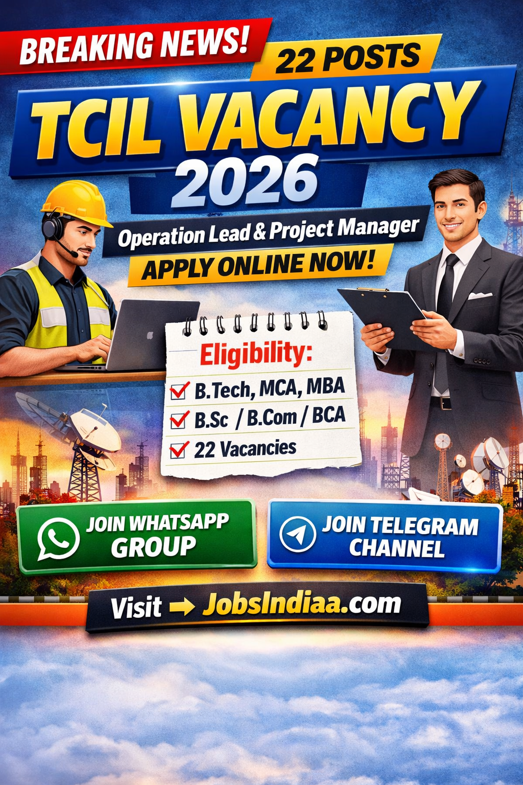 TCIL Vacancy 2026 Apply Online Operation Lead Project Manager JobsIndiaa