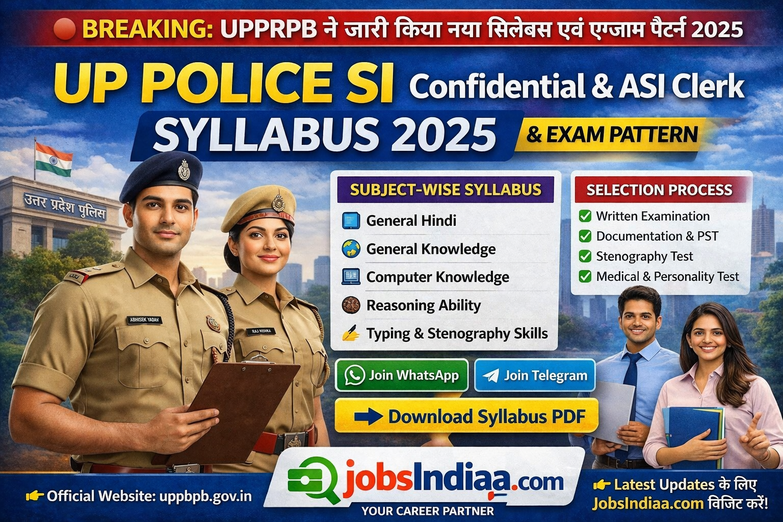 UP Police SI Confidential ASI Clerk Syllabus 2025 Exam Pattern JobsIndiaa