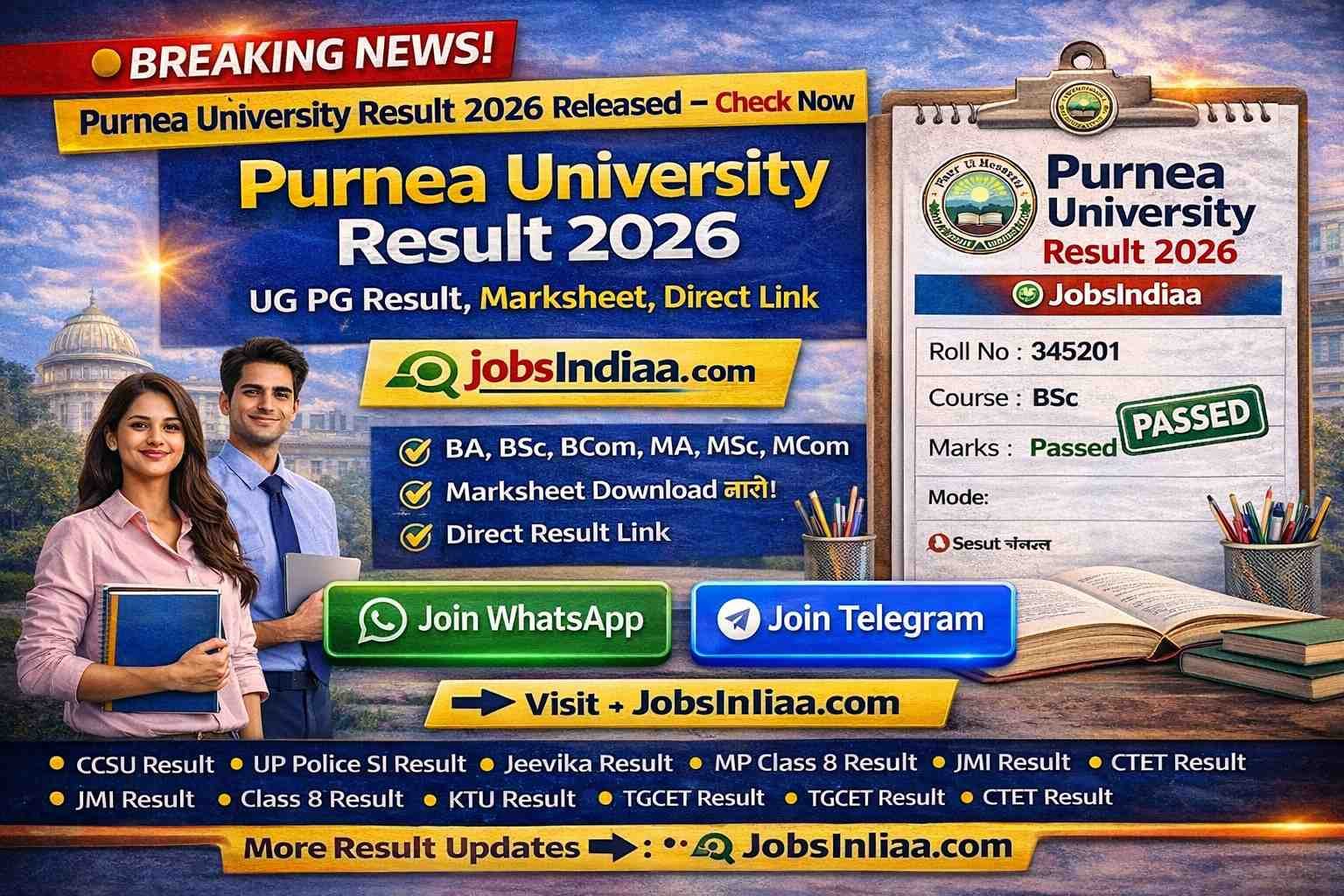 Purnea University Result 2026 Check UG PG Result Marksheet JobsIndiaa