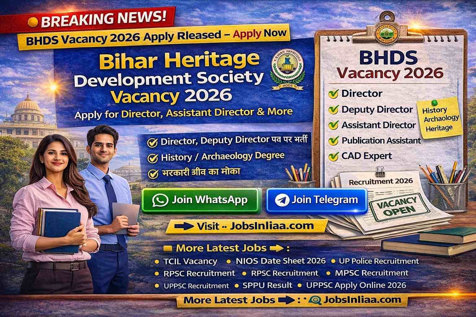BHDS Vacancy 2026 Apply Online Bihar Heritage Development Society JobsIndiaa