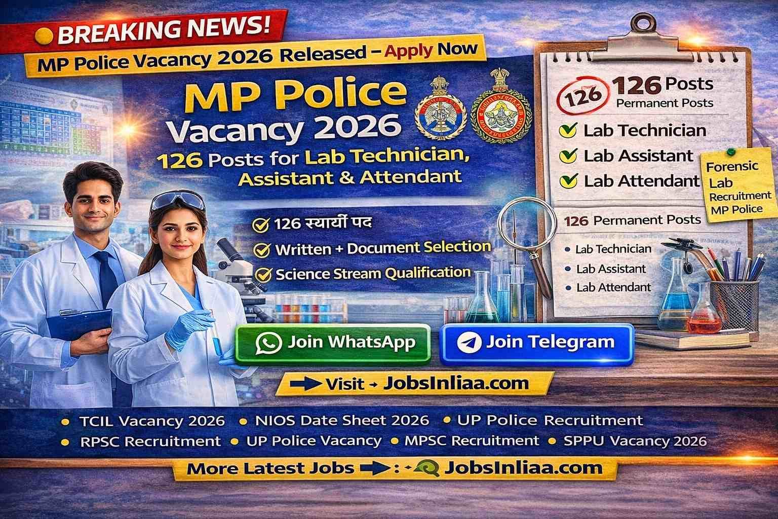 MP Police Vacancy 2026 Apply Online Forensic Lab JobsIndiaa