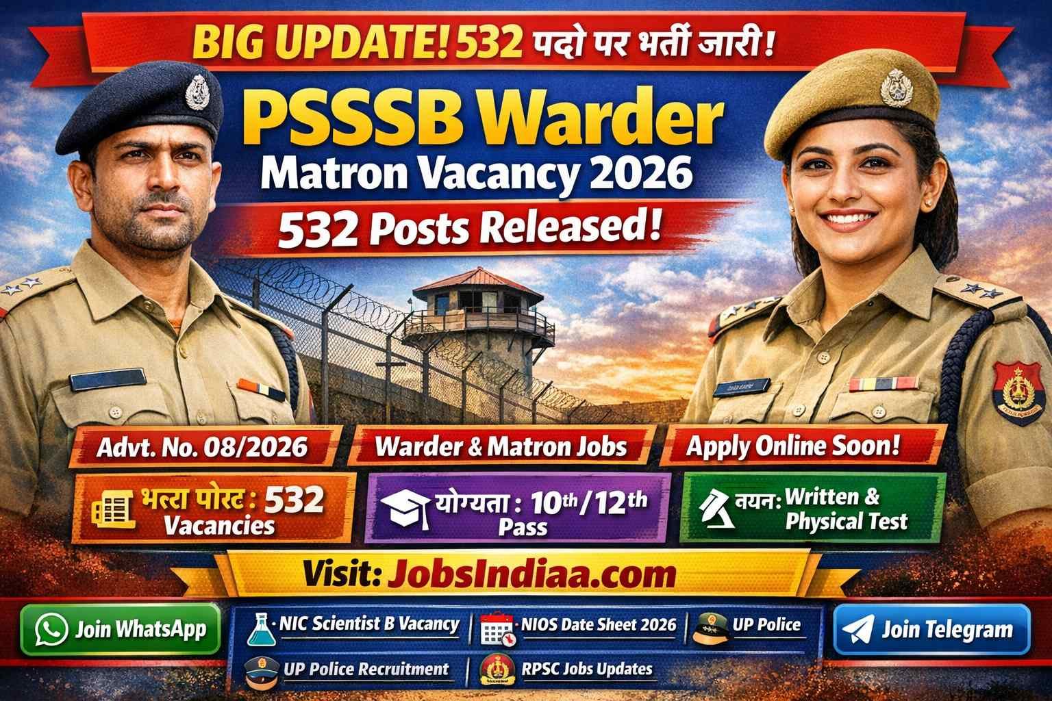 PSSSB Warder Vacancy 2026 Apply Online Punjab Police Jobs JobsIndiaa