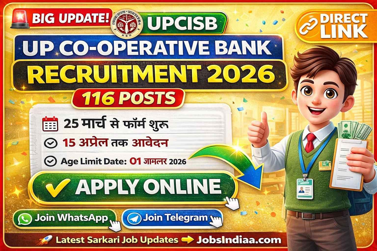 UP Co-Operative Bank Recruitment 2026 Apply Online UPCISB Manager Assistant Vacancy JobsIndiaa
