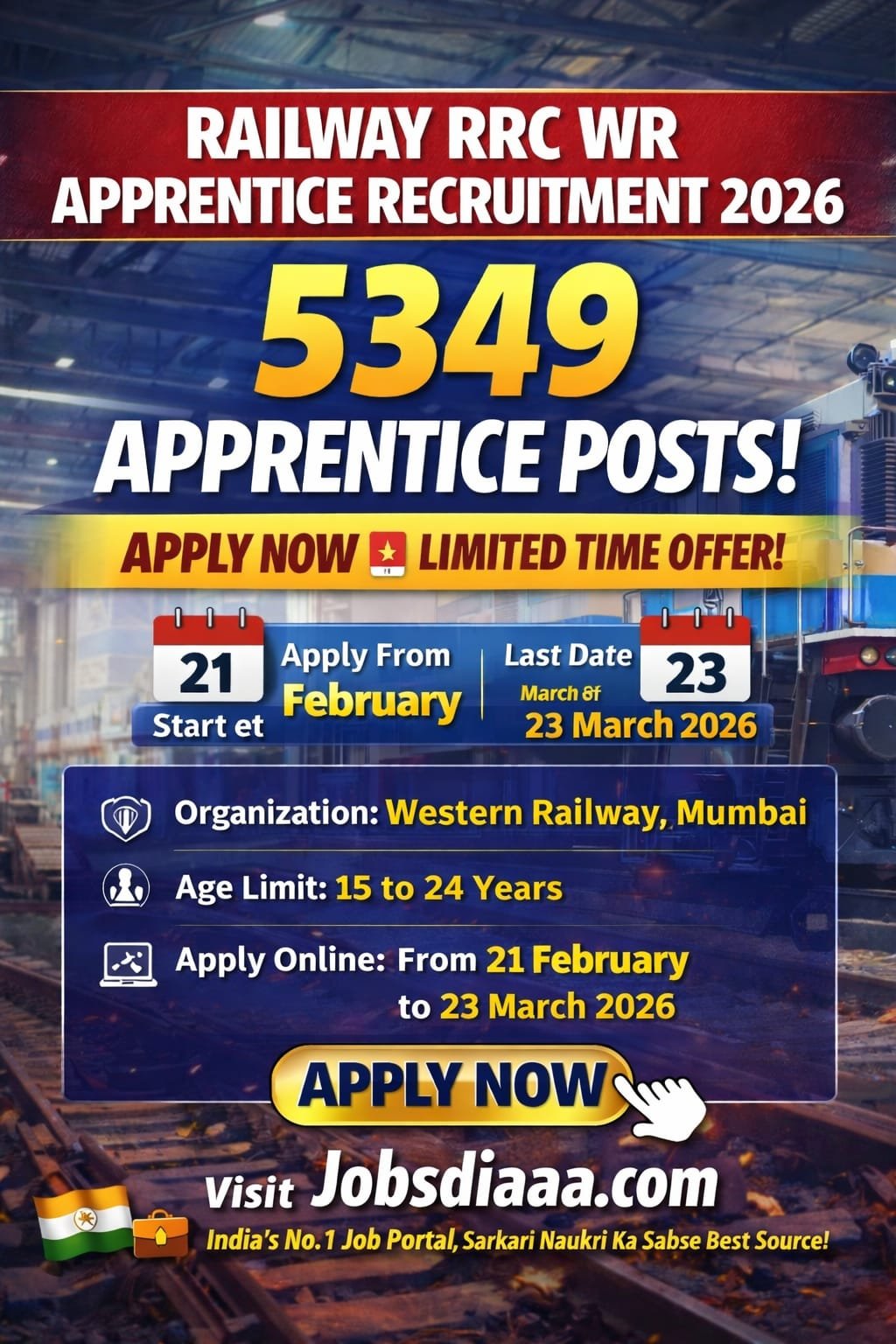 Railway RRC WR Apprentice Recruitment 2026 – 5349 Massive Vacancy