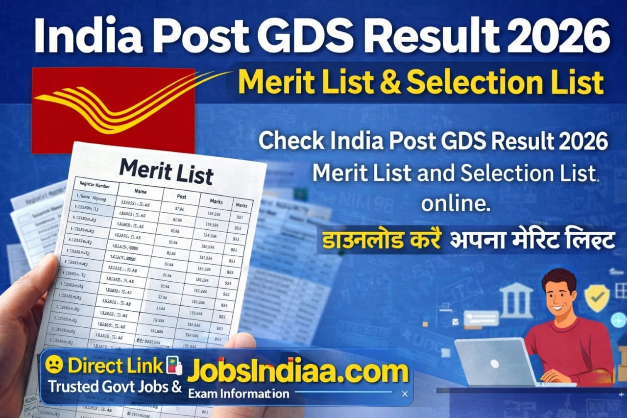 India Post GDS Result 2026 Merit List Download JobsIndiaa