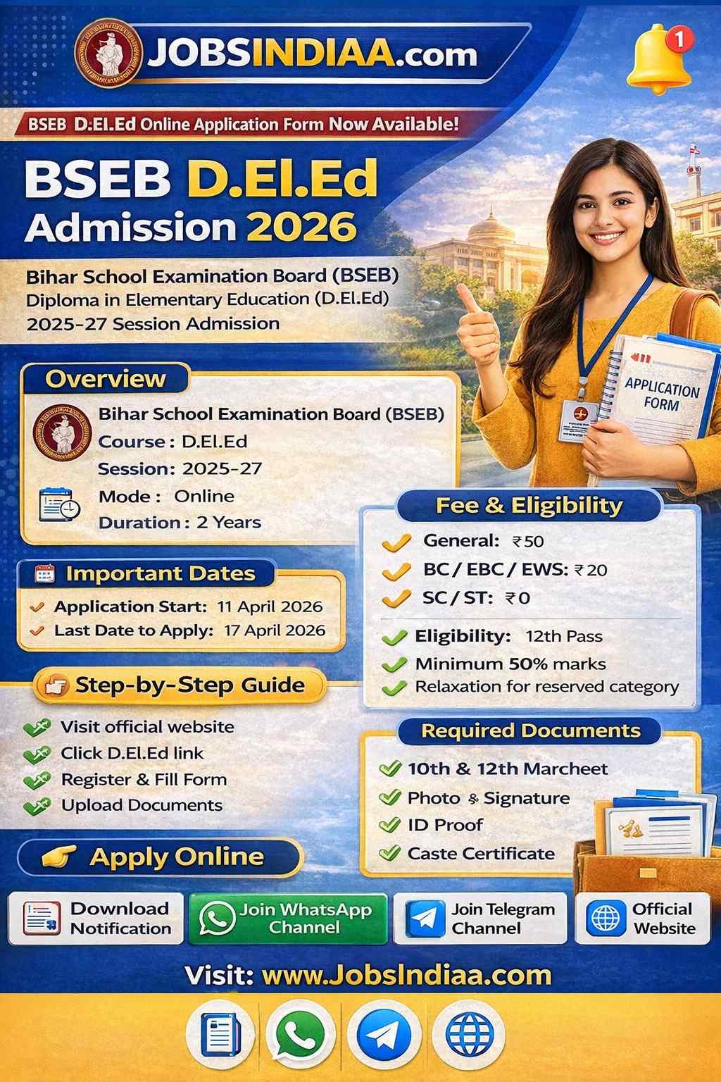 BSEB D.El.Ed Admission 2026