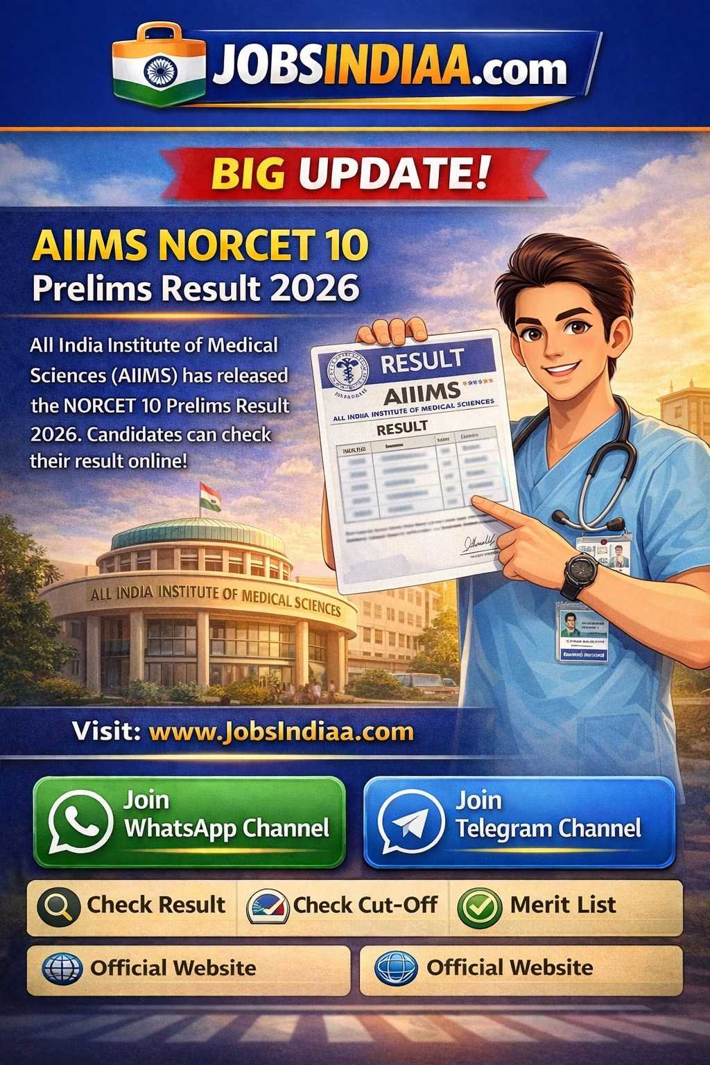 AIIMS NORCET 10 Prelims Result 2026