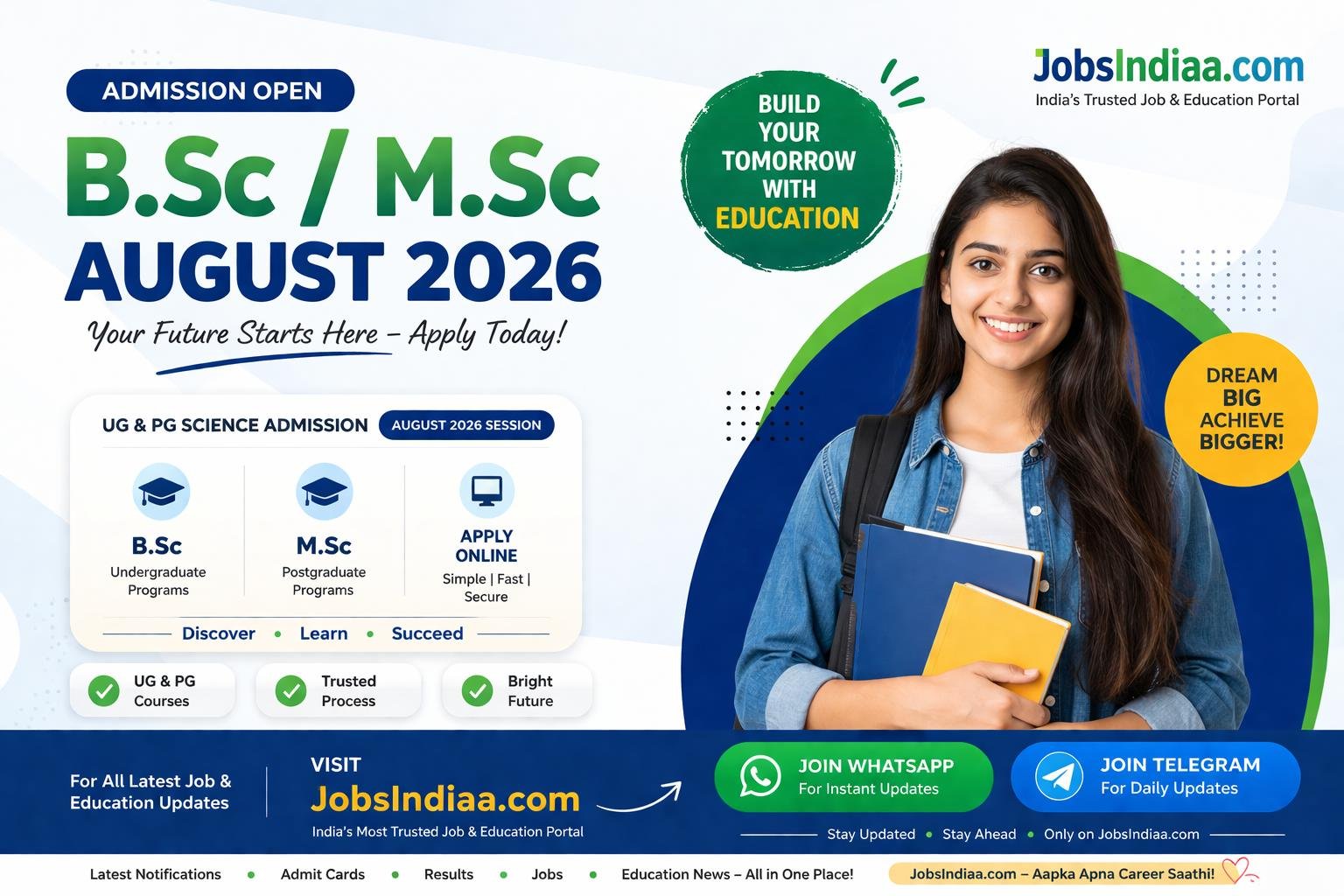 B.Sc M.Sc Admission 2026
