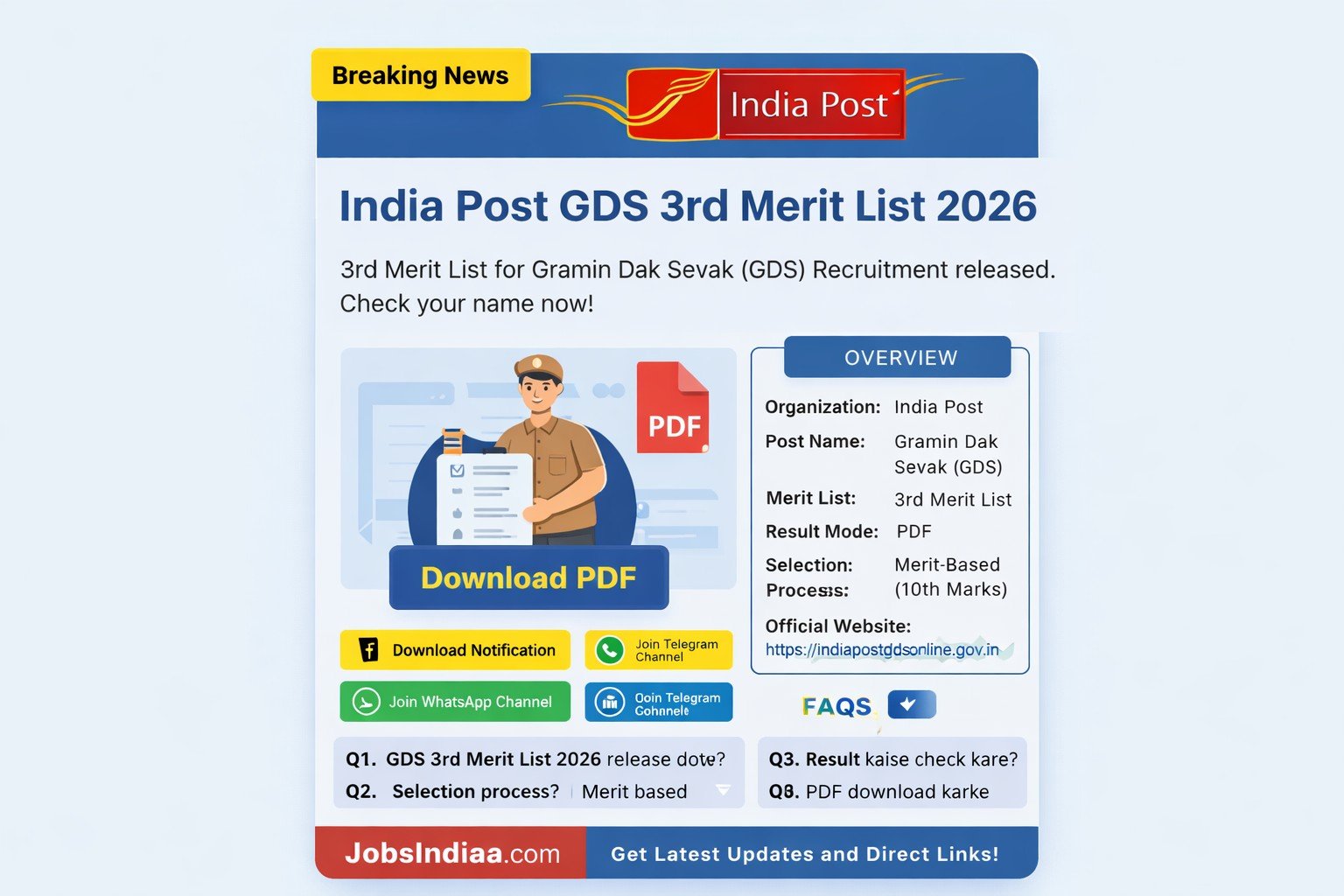 India Post GDS 3rd Merit List 2026