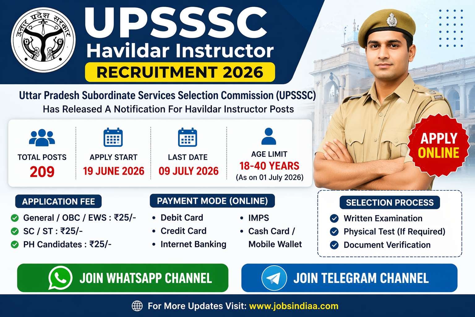 UPSSSC Havildar Instructor Recruitment 2026