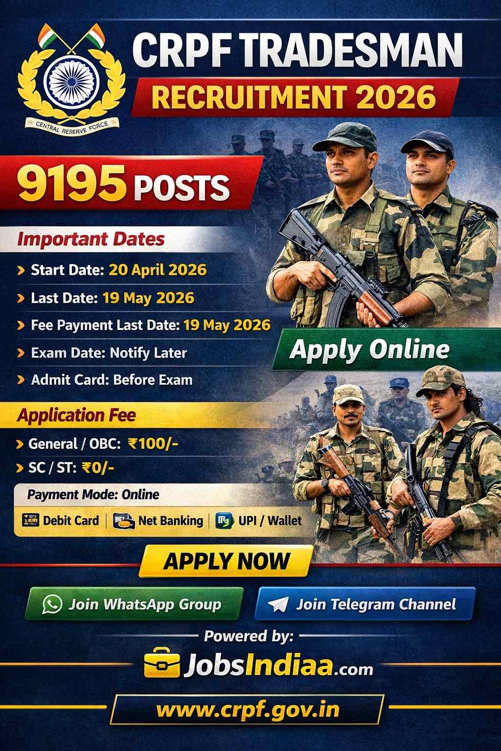 CRPF Tradesman Recruitment 2026