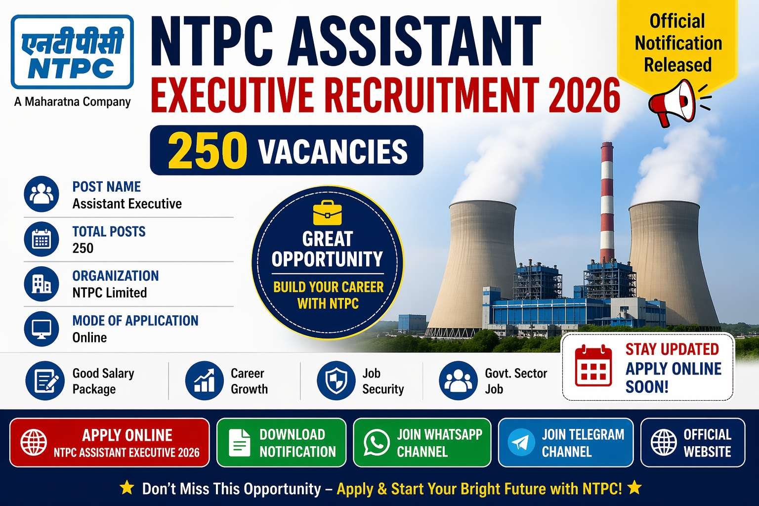 NTPC Assistant Executive Recruitment 2026