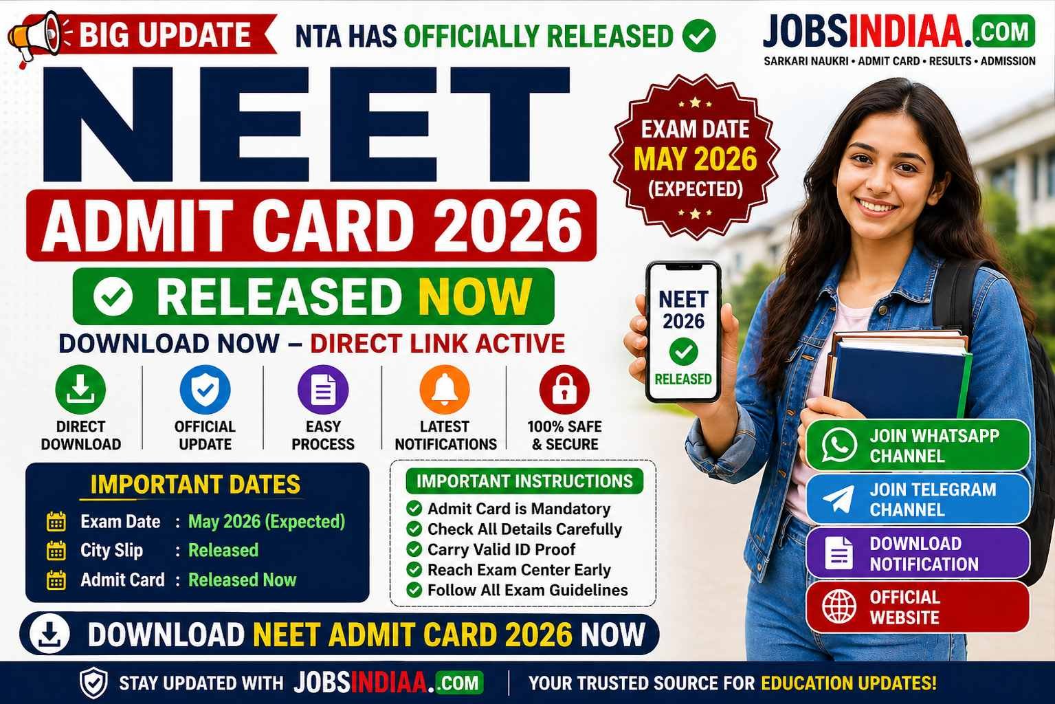 NEET Admit Card 2026 Released