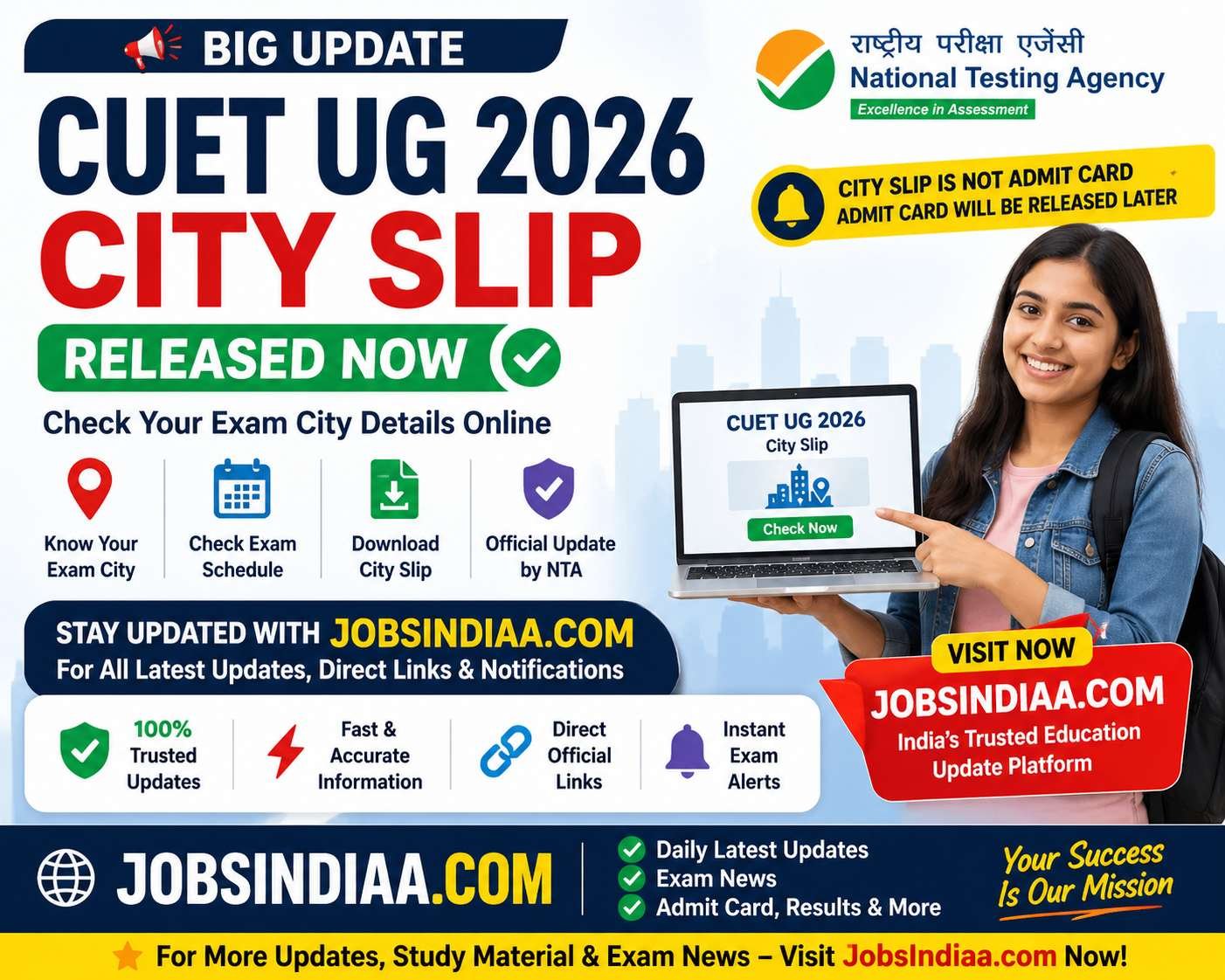 CUET UG 2026 City Slip